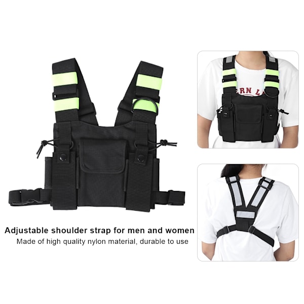 Gult reflekterande band Bröstsele Front Pack Påse case för UV-5R/82/9R/XR