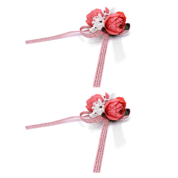 2 stk. kunstige håndledsblomster, innovative brudepige håndledsbuketter, bryllupsdekoration, rød