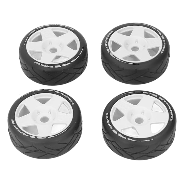 4 st 1/8 GT RC-hjul med starkt grepp, vägbana-racingdäck, slitstarka väghjul med 17 mm adapter, vita
