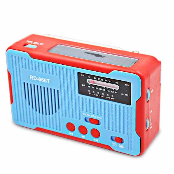 Hätäradio Solar AM/FM Radio Käsikampi Radio hätäsireeni taskulamppu Virtapankki, Sininen