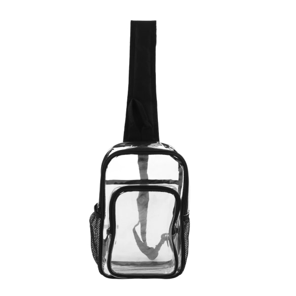 Clear Sling Bag PVC Justerbar Avtagbar Krok Vanntett Svart Klar Sling Pack for Travel Vandring Camping