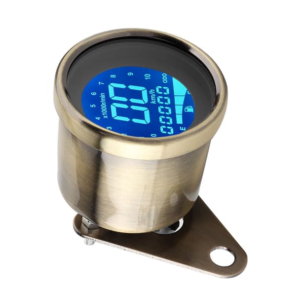 Universal Motorcykel LCD Speedometer Odometer Tachometer Måler Gul Kobber