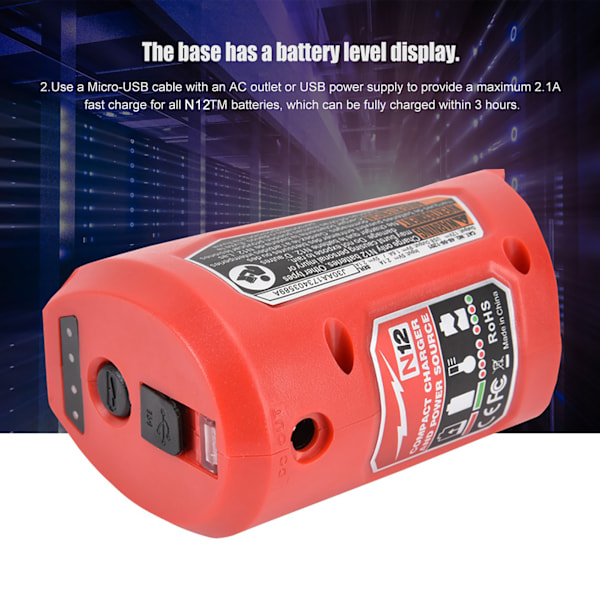 Bærbar N12 USB-opladerbaseholder til mobiltelefon uden DC-oplader eller USB-kabel