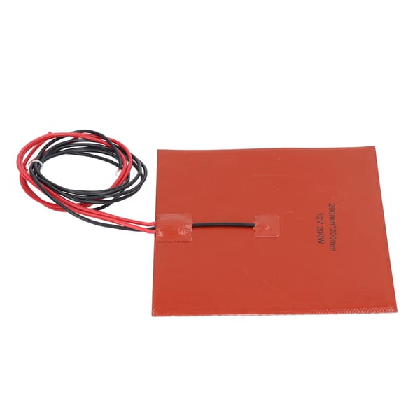 Silikone Varmeplade Varmemåtte 180℃ 200x200mm 200W Tilbehør til 3D Printer Hotbed DC12V
