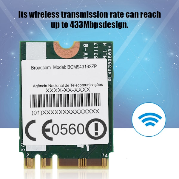 Dual Band 433Mpbs Network Langaton NGFF M2 WIFI-kortti 802.11AC Lenovolle