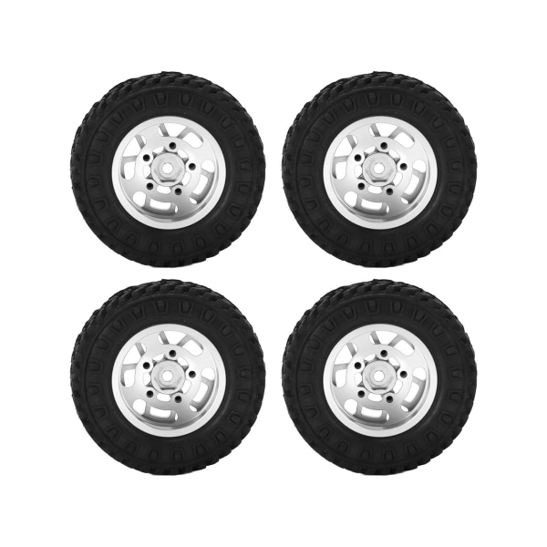 4 stk 7 mm metallhjulsfelg gummidekk for AXIAL SCX24 1/24 RC biloppgraderingstilbehør Sølv