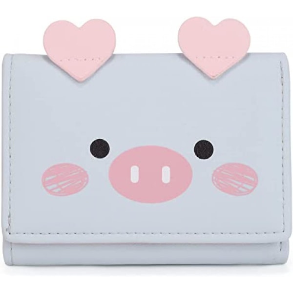 Kawaii Lommebok For Jenter Søt Gris Kvinner Veske Kort Bill Holder Organizer, Pig Pink A916-773 Blue