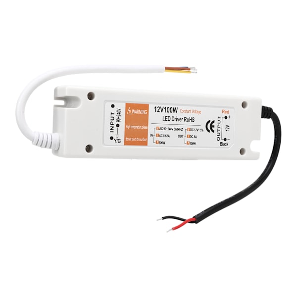 100W LED-virtalähde AC 90‑240V 0.62A DC 12V 8A Oikosuojaus LED-ohjainsovitin kotiin