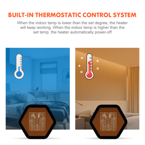 Mini Desk Heater 1000W PTC keraaminen lämmitin säädettävällä termostaatilla toimistopöytään sisätiloihin