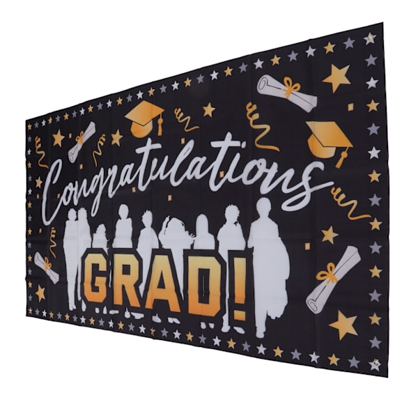 Graduation Banner 71x38in Holdbart Polyester Stof Farveløs 4 Øjer Nem Installation Tillykke Grad Banner til Fest C
