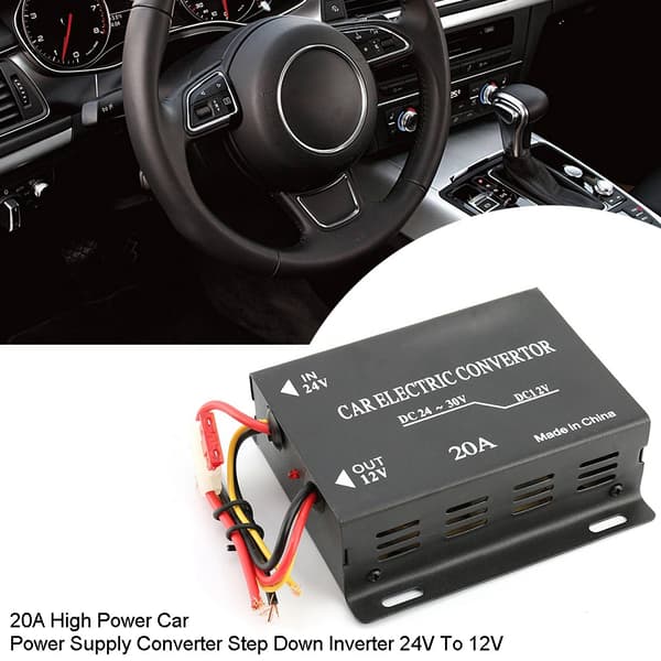 20A Høj Effekt Bil Strømforsyning Konverter 24V til 12V Step Down Inverter