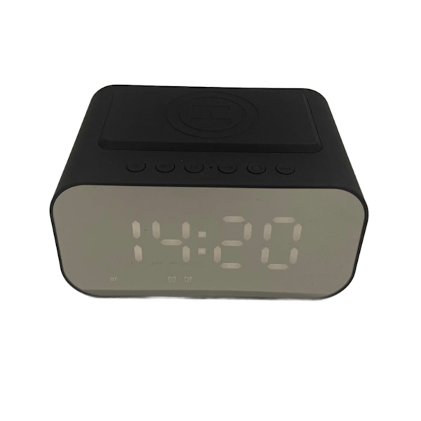 Trådlös Laddning Bluetooth Högtalare Klocka LED Display Väckarklocka Högtalare med FM Radio USB Snabbladdare