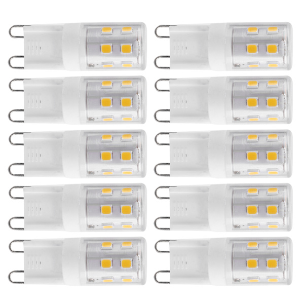 10 kpl 2W G9 keraaminen kanta 16LED-lamppuja kattoseinävalaisimeen Kotivalaistus 230V Lämmin valo