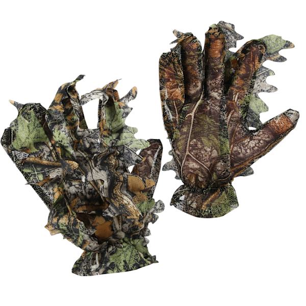 Pongee 3D Bekväm Leaf Camo Full Finger NonSlip Handskar Utomhus Jakt Tillbehör