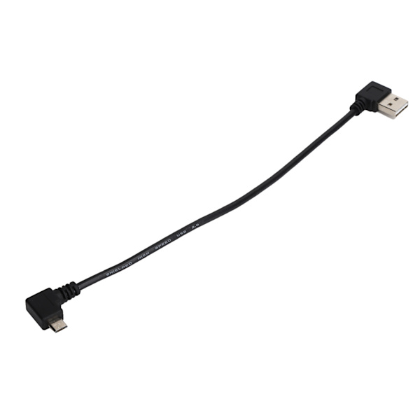 USB A - Micro USB -uros oikeakulmainen adapteri datakaapeli 24cm musta