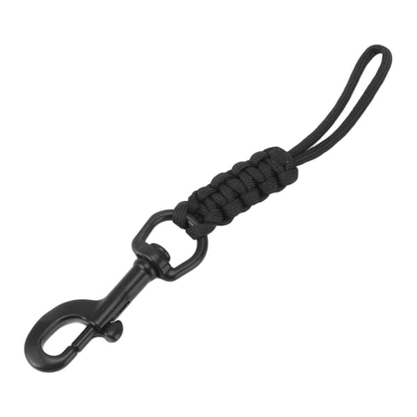 Håndvævet dykkerline Anti Lost strop Undervands sikkerhedsreb med rustfrit stålclips Sort