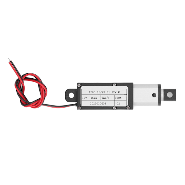 Sähköinen mikrolineaarinen toimilaite 150N alumiiniseos 15mm isku Mini-liiketoimilaite teollisuudelle 12V IP60WR