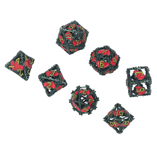 7-sidigt Polyhedral Tärningsspel för Vuxna Julparty Roligt Bordsspel Metalltärningar för Rollspel