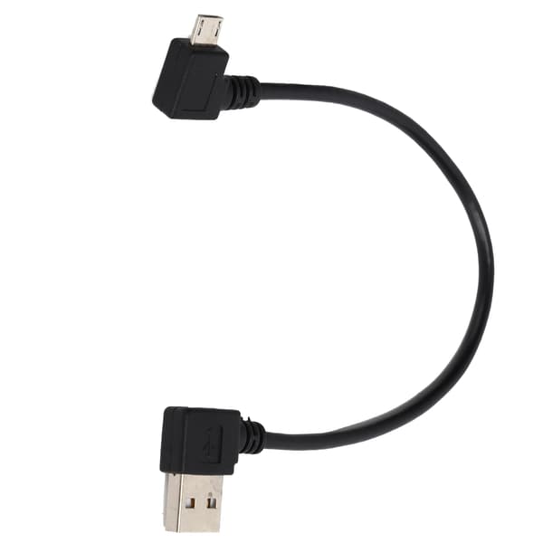 USB A till Micro USB Hane Rätvinklig Adapter Datakabel 24cm Svart