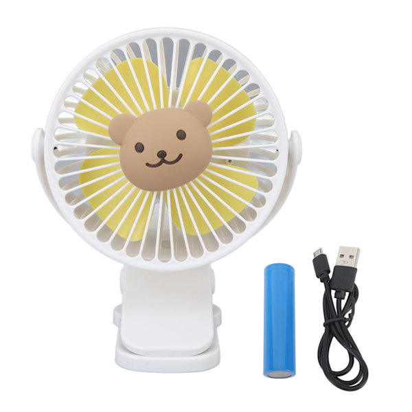 Lastenvaunufani USB-liitännällä, sarjakuva, 3 nopeutta, kannettava, tyylikäs, säädettävä, tyyppi 3