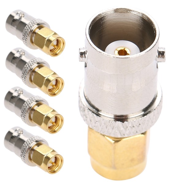 5 STK Alle kobber radiofrekvensadapter SMA-BNC RF Adapter SMA hanstik til BNC hunstik