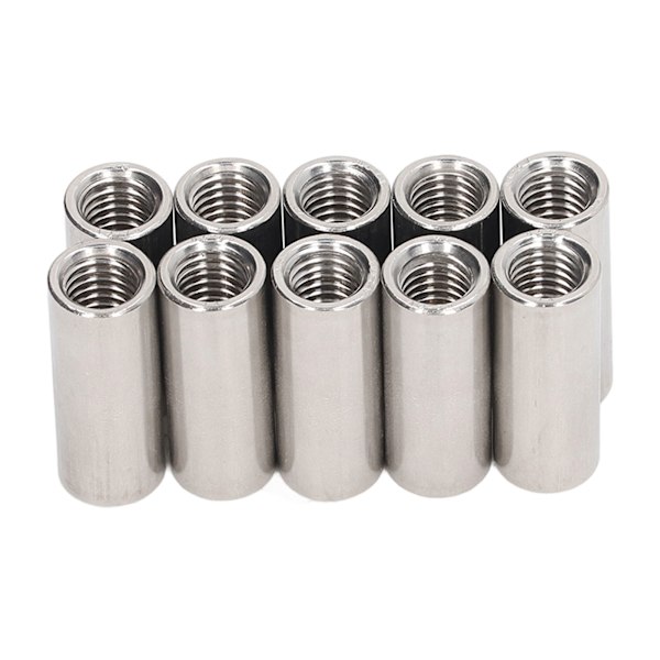 10 stk. runde koblingsmøtrikker M10x1,5 L35mm rustfrit stål runde gevindstang forbindelsesmøtrikker