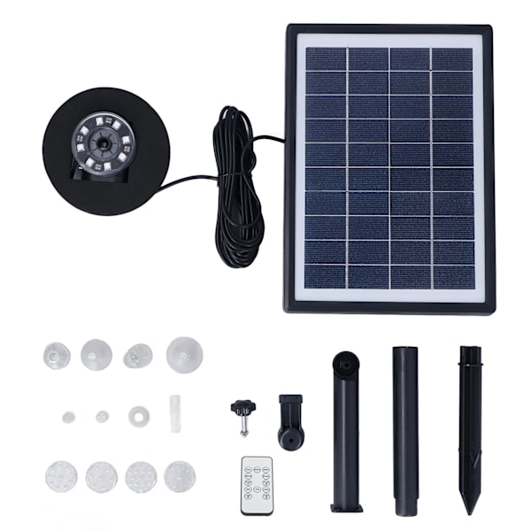 Solcelledrevet springvandspumpe 10V 7W Split Type Multiple Stream Modes Anti Clogging Solcelledrevet springvandspumpe med LED til svømmebassiner