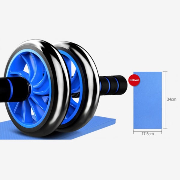 Silent Abdominal Roller Wheel treningsutstyr for magekjernestyrketrening16 tommer blå to hjul