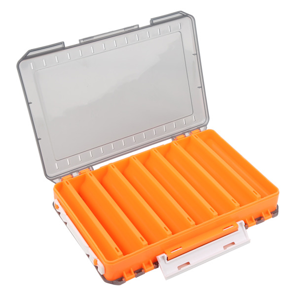 Lokke jernplade opbevaring tilbehørsboks Simulere rejer Dobbeltsidet kunstig agn boks (orange)