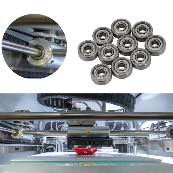 10 ST lager stållager, 3D-skrivare lagertillbehör, 624ZZ mikrolager