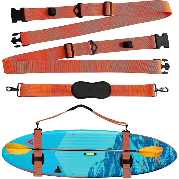 Justerbar nylon skulderrem til SUP, kajak, surfbræt, paddleboard, kano - forstærket opgradering, orange