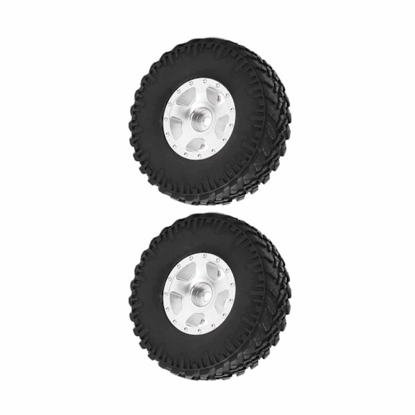 2 STK Metallfelger Dekksett for Axial SCX24 90081 1/24 RC Crawler Bil Oppgraderingsdeler Sølv