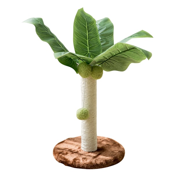 Kattklöspost 32 cm Hög 25 cm Bas Hängande Bollar Gröna Blad Sisal Hampa Kattklösare för Hus Sovrum Inomhus Kaffe Färg