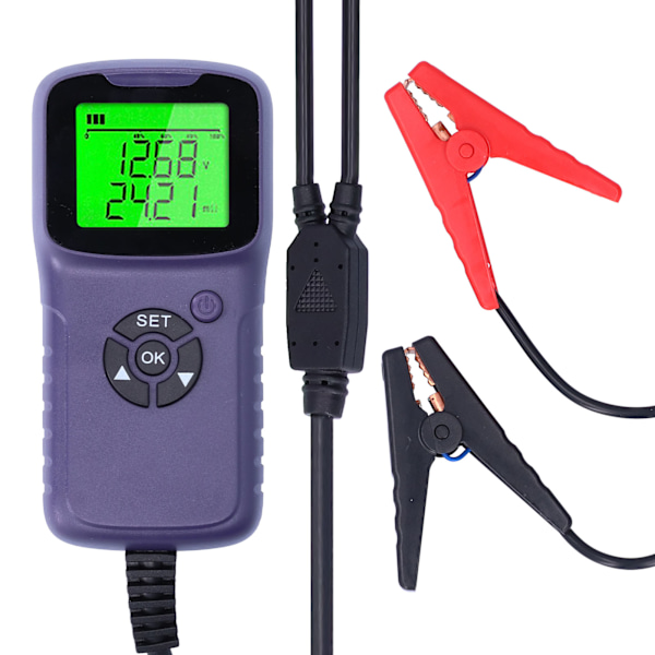 A300 Digital Bilbatteri Tester LCD Batteritest Analysator Auto Test Diagnostiske VærktøjerLilla