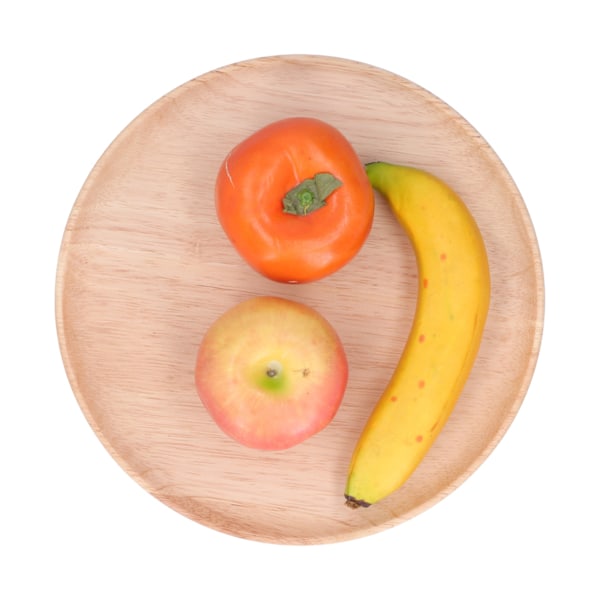 Rund serveringsbrett i gummitre for middagstallerken, teservering, frukt, snacks og matlagring, 27 cm