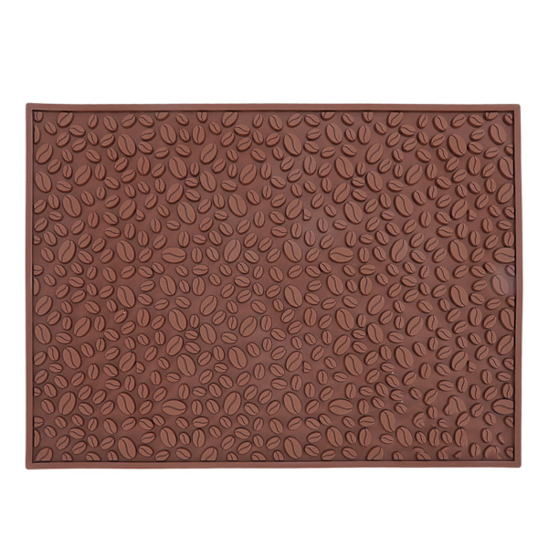 Halkskyddad koppmatta kaffeböna design skrivbord bar disk PVC-dyna för vattenavrinning filtrering brun