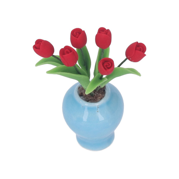 1/12 Miniatyr tulipanpotteplante leire hjemmelivs scene dukkehus skrivebordsdekorasjon mini tulipanpotteplanteform