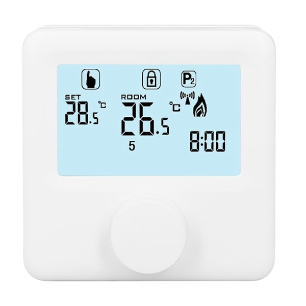 Digital temperaturregulator LCD-skjerm Programmerbar termostat for kjele Hvit 30‑230VDC