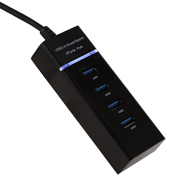 High Speed ​​4 Port USB 3.0 Hub Converter Adapter Bærbar Extender til Macbook kortlæser Sort