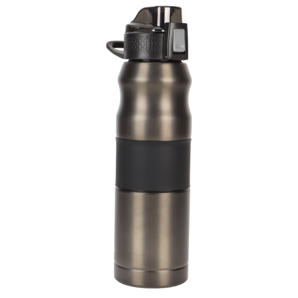 Ruostumattomasta teräksestä valmistettu tyhjiöeristetty pullo 650 ml, kestävä termospullo urheiluun, vesipullo matkustamiseen, musta