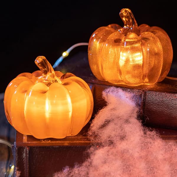 Høstdekorasjon gresskardekorasjon med LED-lys, høstdekorasjon halloween-gresskar (gul)