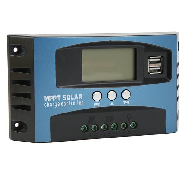 Solcelle ladekontroller LCD-skjerm 2 USB-utganger Overstrømsbeskyttelse Solcellepanelregulator 12 24V Selvadaptiv 100A