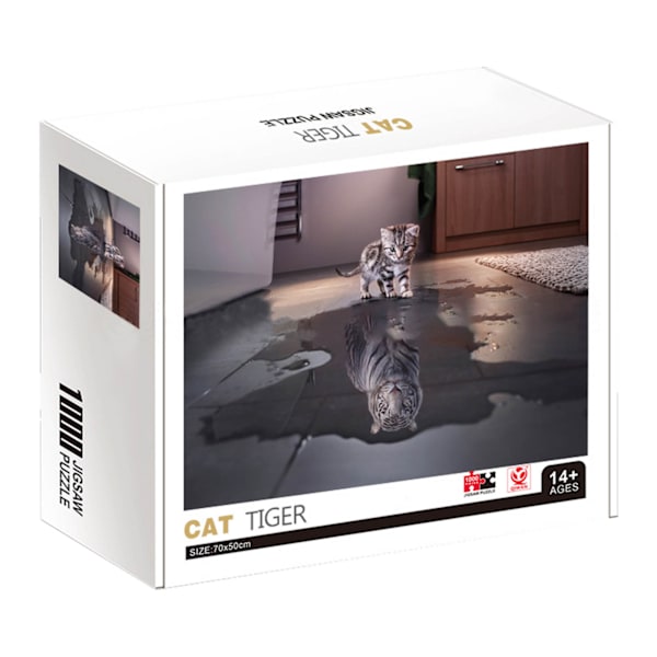 Barnpussel HD-utskrift 1000 st 3 lager pedagogiskt papper 1,5 mm tjocklek 8 zoner bakre pussel konstverk för spel Q1017 Katt Tiger