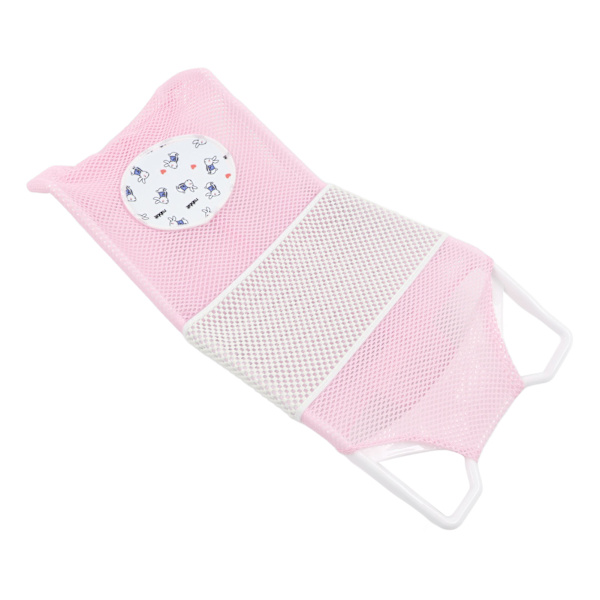 Baby Mesh Badekar Pute Koselig Tegneserie Trygg Ergonomisk Nyfødt Badekar Støttenett Matte for Hjem Rosa