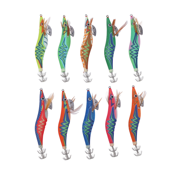 Squid Jig Fishing Agn med 3D naturtro øyne Utendørs lysende hale Saltvannsreker lokker3.0#