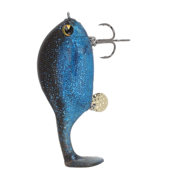 Lure Soft Bait PVC Joustava Vivid Motion Pehmeä syötti paljetilla Sea Water Rivers Blue Blackille