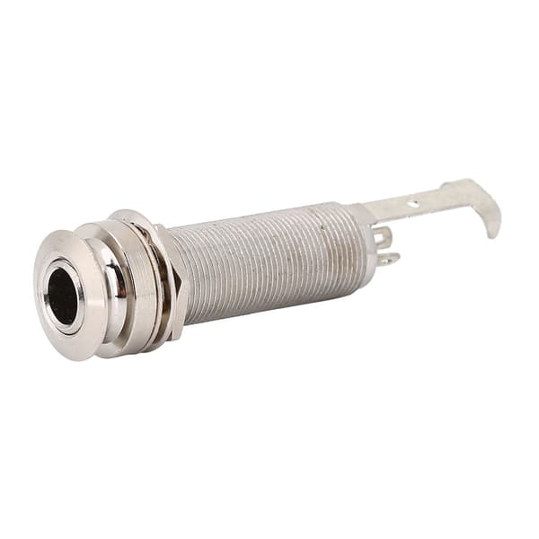 1/4inch Cylinder Lang Gevind End Pin Output Jack Socket til Elektrisk Guitar Bas (Sølv)