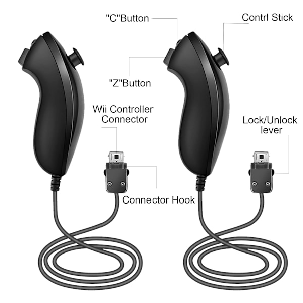 Controller joystick-spilcontroller-erstatning kompatibel med Wii nunchaku-controller