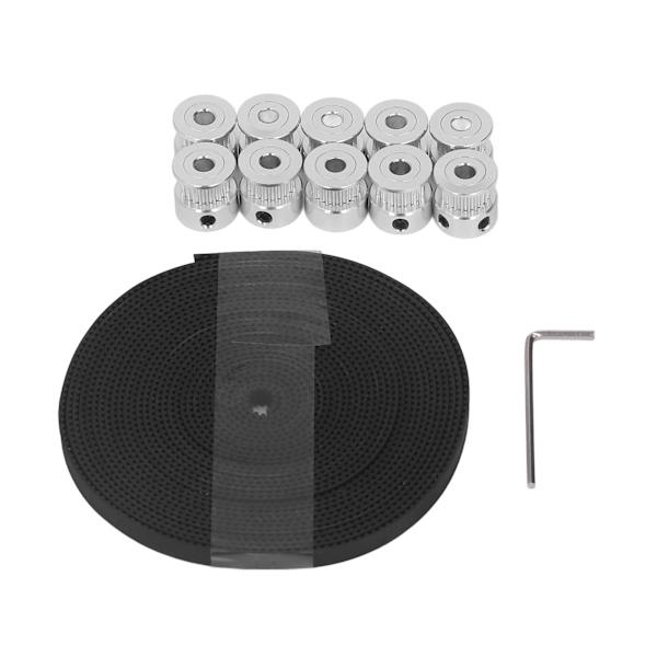 Aluminiumlegering 20-tandade synkrona hjul Gummi 6 mm kamremssats för CNC 3D-skrivare
