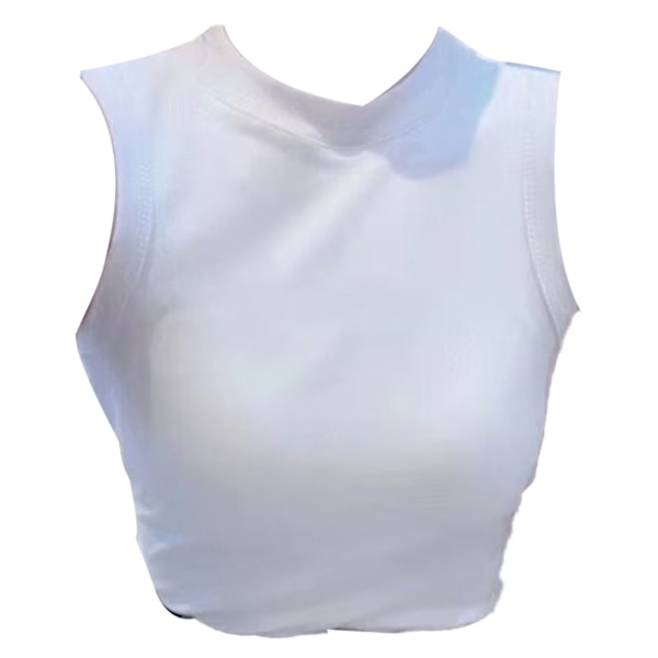 Naisten Topattu Tank Top Hihaton Puuvillainen Korkeakauluksinen Tank Top Slim Fit Leveä Olkahihna Pehmeä Hengittävä Camisole Valkoinen Vapaa Koko (88.2‑137.8lb)